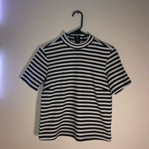 Boxy High Neck Striped Top